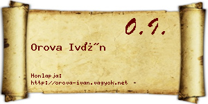 Orova Iván névjegykártya